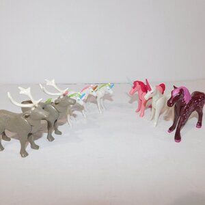 Playmobil Animal Lot 8 Pink White Gray Unicorn Horse Reindeer figure toys